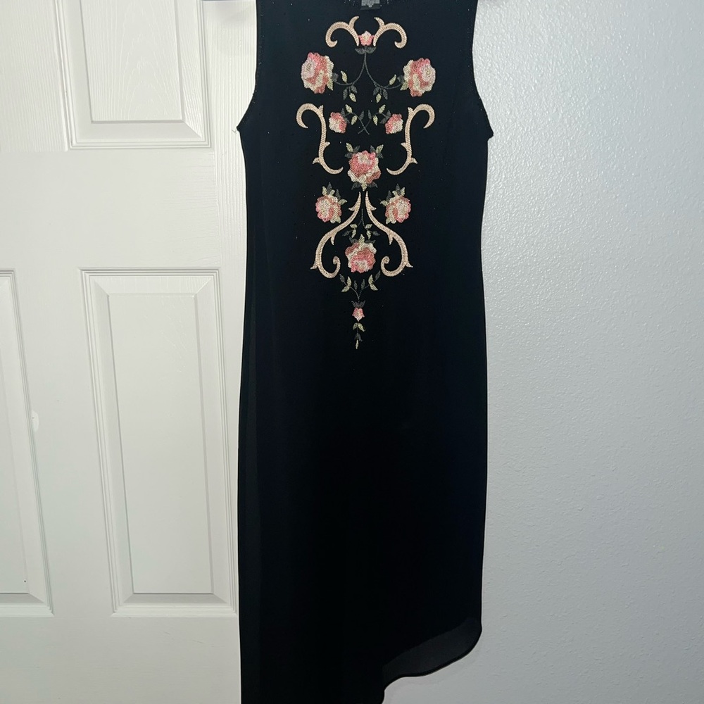 Positive Attitude Black and Gold Asymmetrical Sheath Dress
